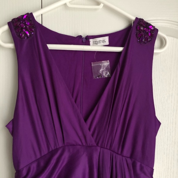 Purple Formal Knee Length Dress - Picture 2 of 10
